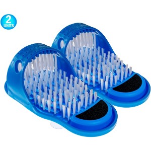 5 Star Super Deals 2 Shower Foot Scrubber Cleaner Sandal - Non Slip Suction Cup - Bath Shoe Shower Massager Scrubs & Brushes with Pumice Stone - 1 of 4