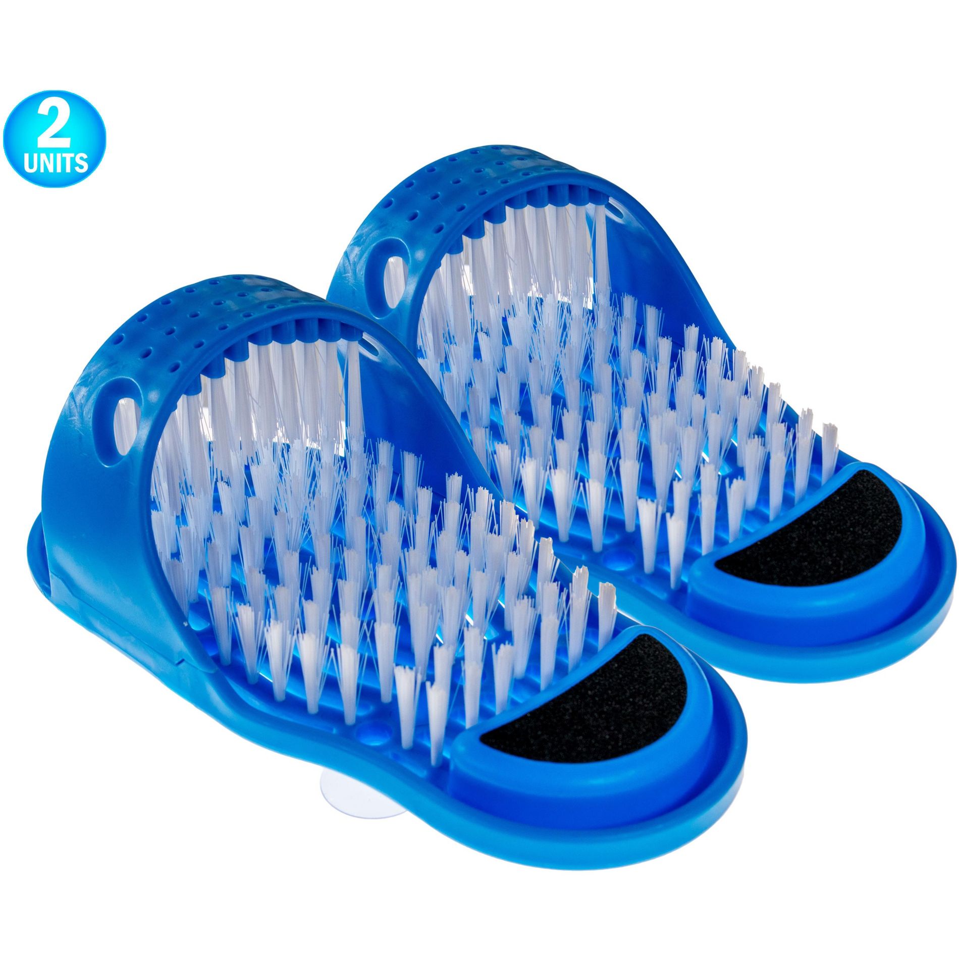 5 Star Super Deals 2 Shower Foot Scrubber Cleaner Sandal - Non Slip Suction Cup - Bath Shoe Shower Massager Scrubs & Brushes with Pumice Stone