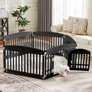 6-Panel Adjustable Pet Playpen with Safety Lock - Indoor/Outdoor Use, Black - 1 of 4