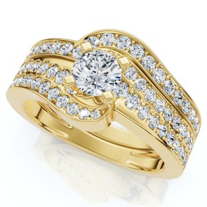 Pompeii3 1Ct TW Diamond Engagement Wedding Ring Set Lab Created - 1 of 4