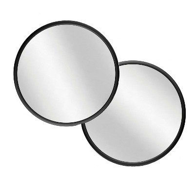 Infinity Instruments 20083BK Nera 22 Inch Round Indoor Hanging Wall Mounted Decorative Mirror with Black Matte Frame (2 Pack)