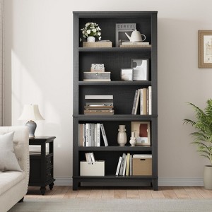 71" Tall 5-Tier Wooden Bookcase with Adjustable Shelves, Farmhouse Style Bookshelf for Living Room, Office & Library - 1 of 4