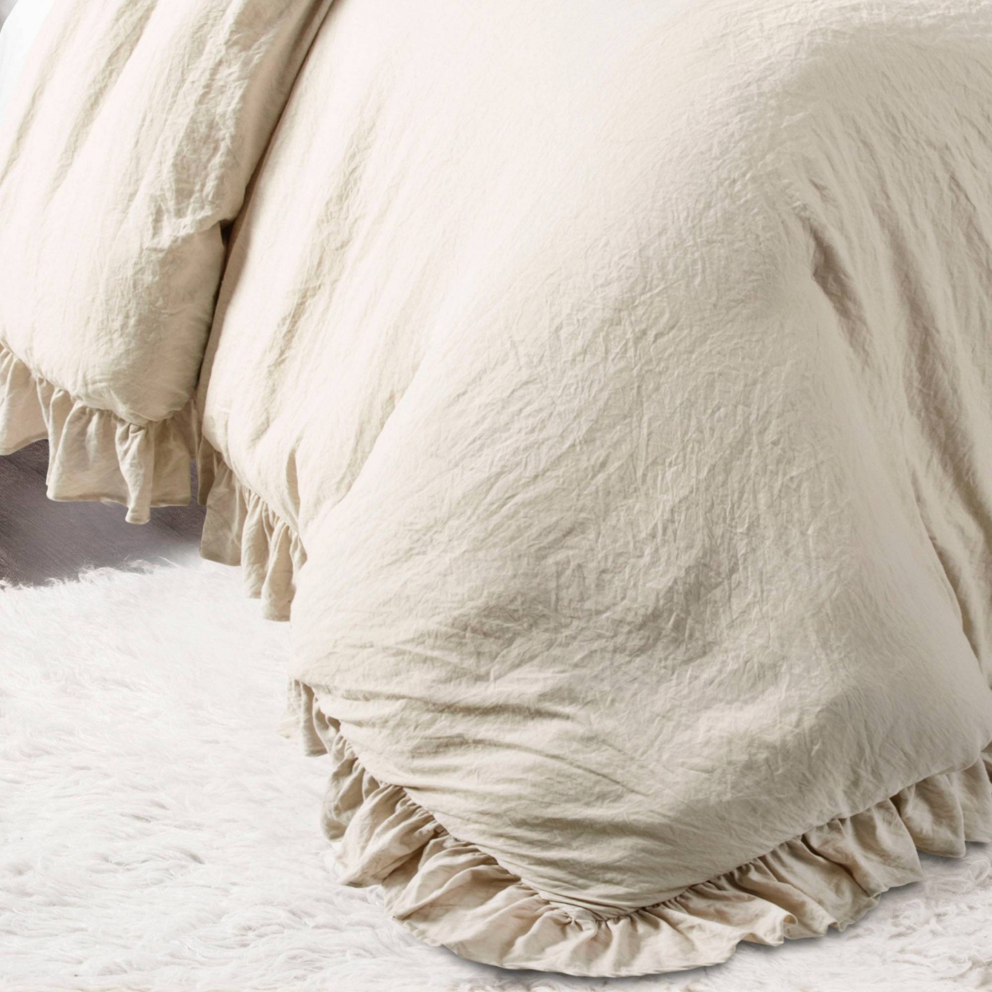 Комплект с одеялом Lush Decor 3pc California King Reyna Comforter Set Wheat: Ruffled Microfiber Bedding, Machine Washable — фото 3