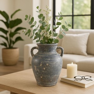 Charming Terracotta Vase with Handles - Elegant Home Decor for Living Room, Bedroom, Office and Room Display - 1 of 4