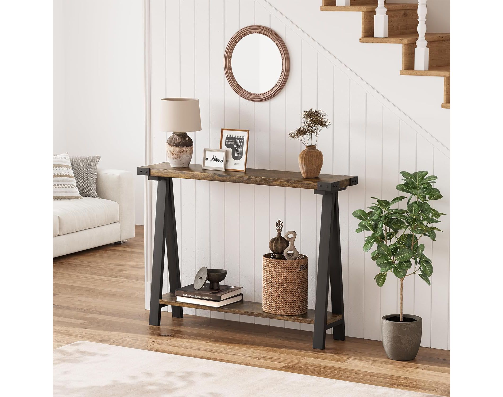 Console Table for Entryway, 2-Tier Entry Table with Storage, 43.3" Narrow Console Tables for Living Room
