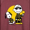 Women's - Peanuts - Charlie And Snoopy Skeleton Lightweight French Terry Wide Neck Long Sleeve Shirt - 2 of 4