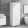MAYEERTY Tall Bathroom Cabinet Freestanding 2 Drawers Adjustable Shelf MDF Painted White - 3 of 4