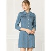 INSPIRE CHIC Women's 3/4 Sleeve Button Down Denim Shirt Dress - 2 of 4