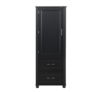 TiramisuBest Storage Cabinet with 2 Doors and 4 Drawers for Bathroom, Office, Adjustable Shelf, MDF Board with Painted Finish, Black - 1 of 4