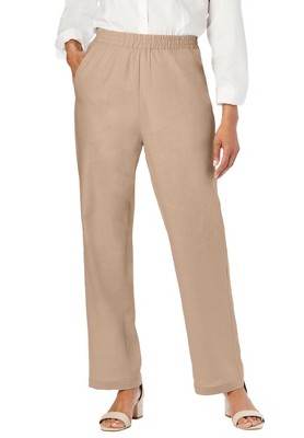 Jessica London Women's Plus Size Lightweight Linen-Blend Straight-Leg Pants