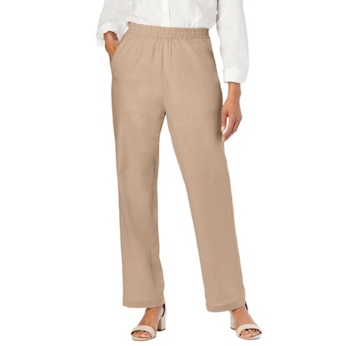 Stylish Ease Beige Linen High-Rise Wide-Leg Trouser Pants