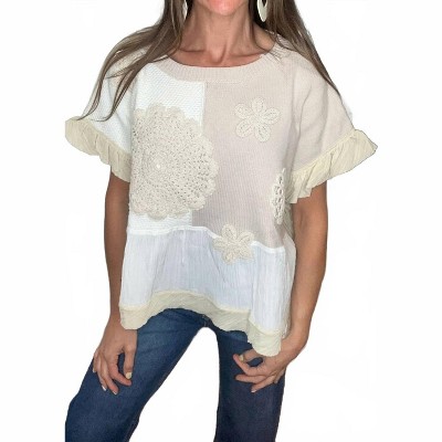 Women's Breezie Crochet Floral Sweater Top - DAVI & DANI