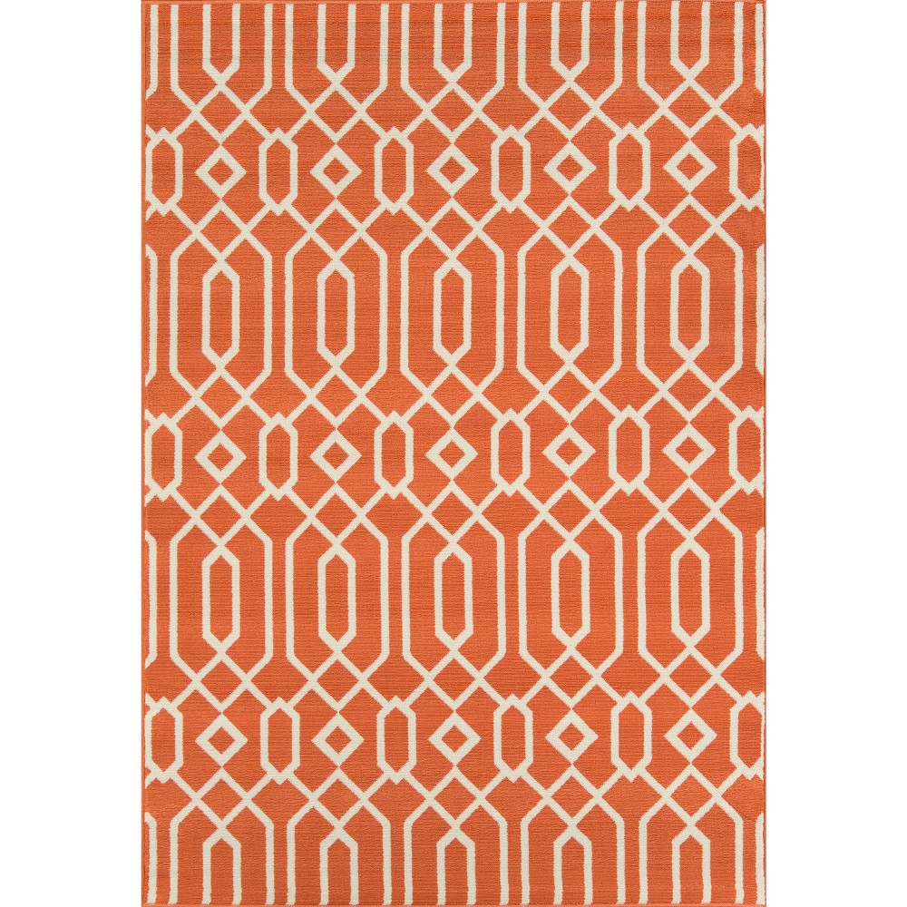 Indoor/Outdoor Lattice Area Rug - Orange (6'7inx9'6in)