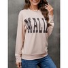 Sweatshirt For Women Lightweight Spring Holiday MALIBU Letter Graphic Crewneck Long Sleeve Pullover Sweatshirt - 3 of 4