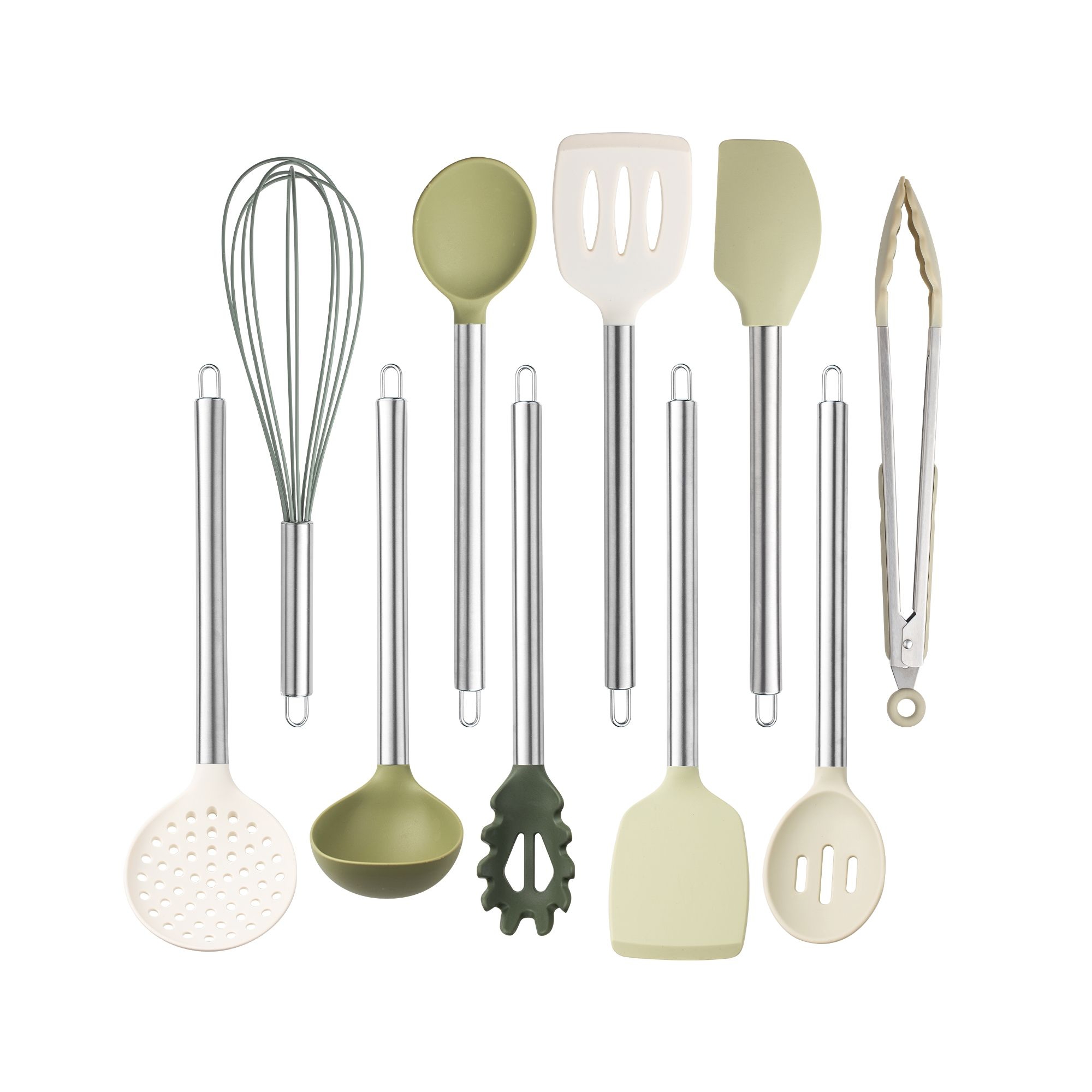 COOK WITH COLOR SILICONE COOKING UTENSILS 10 PIECE GREEN