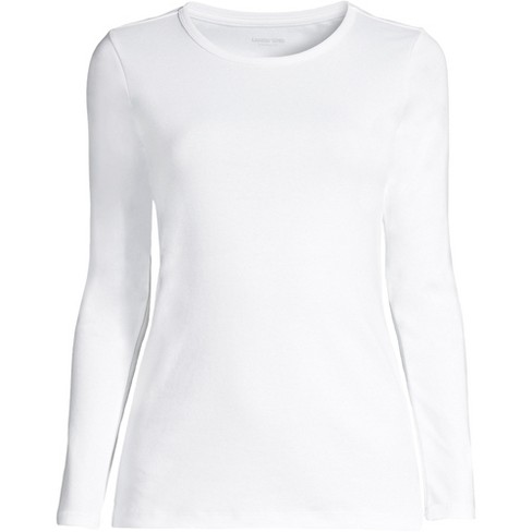 Lands' End Women's Tall Long Sleeve Crew Neck T-Shirt - Medium Tall - White