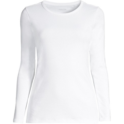 Lands' End Women's Plus Size Long Sleeve Crew Neck T-shirt - 3x - White :  Target