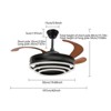 YIYIBYUS Modern Retractable 42In Ceiling Fan Light with Remote Control, Black - 4 of 4