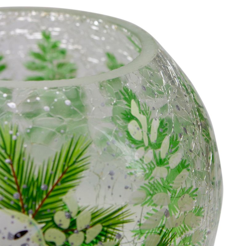 Northlight 6" Hand Painted Owl and Pine Trees Glass Christmas Tea Light Candle Holder, 3 of 6