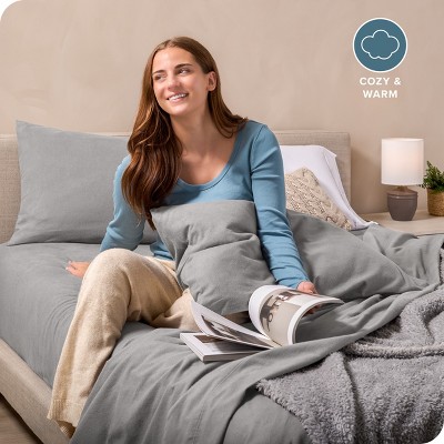 Light Grey Microfiber Split Head Flex King Deep Pocket Sheet Set