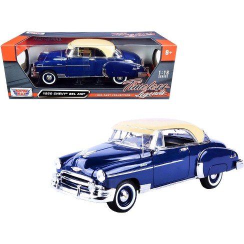 1950 Chevrolet Bel Air Dark Blue With Cream Top Timeless Legends 1 18 Diecast Model Car By Motormax Target