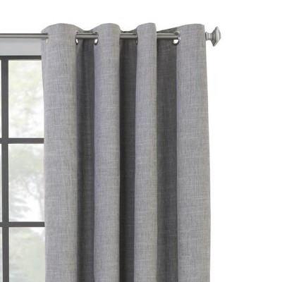 Gray Grommet Blackout Pleated Kids Polyester Window Drapes