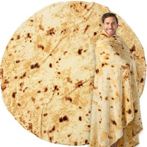 PAVILIA Burritos Tortilla Blanket, Double Sided Realistic Taco Wrap Adult Size, Funny Weird Cool Cute Fun Gag Gifts - 1 of 4