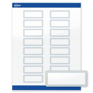 Avery Labels, 1" x 2-5/8", Glossy White, Blue Border w/ Gold Dots, 160ct - 1 of 4