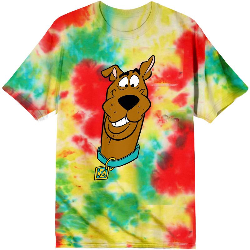 Scooby Doo Cartoon Character Mens Tie Dye Graphic Tee Shirt, 1 of 3