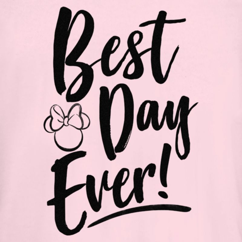 Juniors Womens Minnie Mouse Best Day Ever Logo T-Shirt, 2 of 5