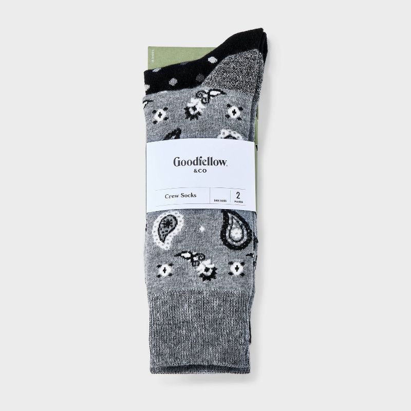 Men&#39;s Polka Dots Novelty Crew Socks 2pk - Goodfellow &#38; Co&#8482; Charcoal Gray 7-12, 3 of 5