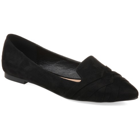 Journee Collection Womens Mindee Slip On Pointed Toe Loafer Flats, Black 5.5