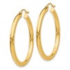 Black Bow Jewelry 3mm x 35mm 14k Yellow Gold Classic Round Hoop Earrings - 2 of 4