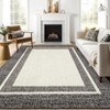 Washable Rug Modern Bordered Non Slip Rug Foldable Stain Resistant Rugs Geometric Low Pile Neutral Indoor Carpet for Bedroom Home Office Kids Room - 2 of 4
