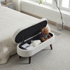 Vynxaria White 48" Upholstered Storage Ottoman and Entryway Bench - Versatile Seating and Storage Solution - 3 of 4