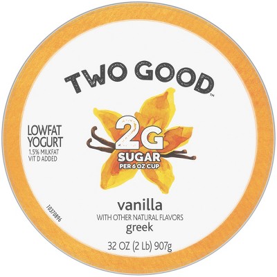 Two Good Low Fat Lower Sugar Vanilla Greek Yogurt - 32oz Tub