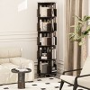 ATJafurn 17.7'' Rotating Bookshelf Tower Revolving Corner Bookcase, Mid-Century Modern Dark Walnut Spinning Bookshelves For Home Office Corner - 3 of 4