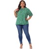 Agnes Orinda Women's Plus Size Polka Dots Printed Ruffle Hem Short Sleeve Mock Neck Blouses - 3 of 4