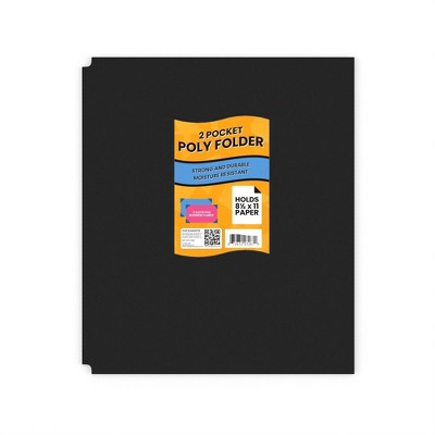 07267: Black Matte Poly Folders, No Holes (48 Packs)