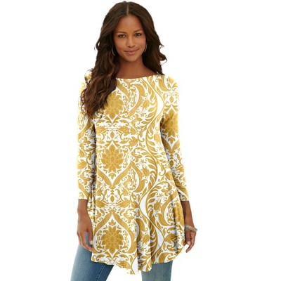 Roaman's Women's Plus Size Boatneck Swing Ultra Drape Tunic