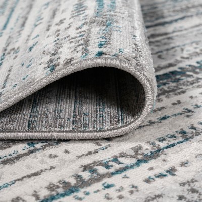 Reversible Gray Stripe Synthetic 8' x 10' Easy-Care Area Rug
