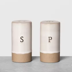 2pc Glazed Stoneware Salt and Pepper Shakers Cream/Clay - Hearth & Hand™ with Magnolia