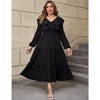 Plus Size Ruffle Maxi Dress for Women V Neck Long Sleeve Dress Casual Modest Fall Dresses Black 3XL - 3 of 4