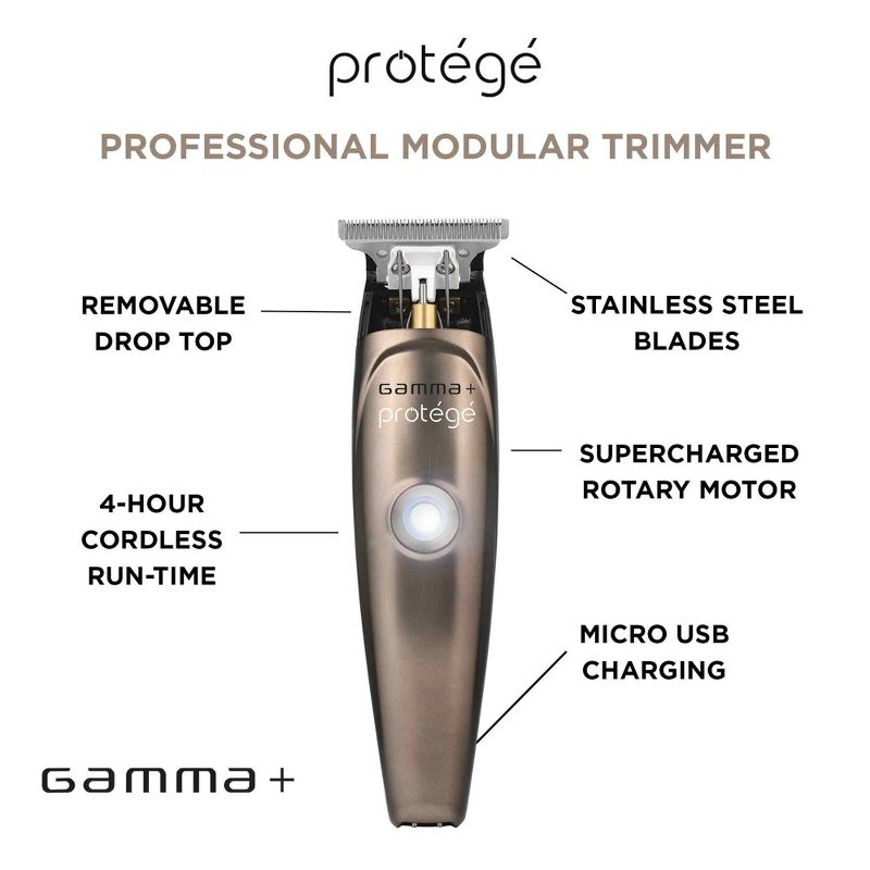 GAMMA+ Protege Professional Supercharged Motor Cordless Hair Trimmer, 5 of 9