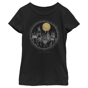 Girl's Harry Potter Hogwarts Line Art Moonrise T-Shirt - 1 of 4