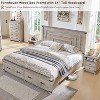 SinCiDo Farmhouse King-Sized Bed Frame 54" Headboard with 2 Large Drawers, Supported By Wooden Strips, No Spring Mattress Required, Noise Free - 2 of 4