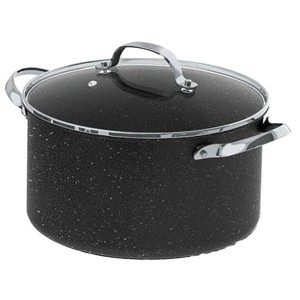 The Rock by Starfrit 6qt Aluminum Stockpot/Casserole with Glass Lid & Stainless Steel Handles Black: Dishwasher-Safe - 1 of 4