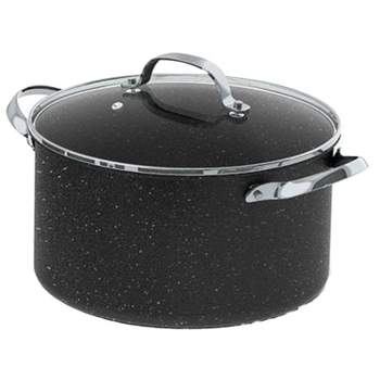 The Rock by Starfrit 6qt Aluminum Stockpot/Casserole with Glass Lid & Stainless Steel Handles Black