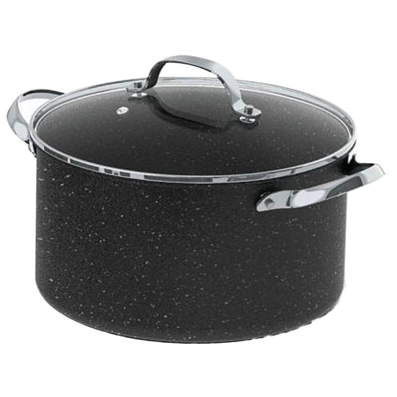 The Rock by Starfrit 6qt Aluminum Stockpot/Casserole with Glass Lid &#38; Stainless Steel Handles Black, 1 of 6