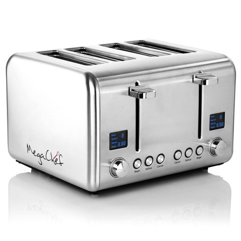 MegaChef 4 Slice Stainless Steel Toaster - Silver